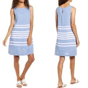 Beach Lunch Lounge Striped Linen-Cotton Blend Sleeveless Shift dress Size L